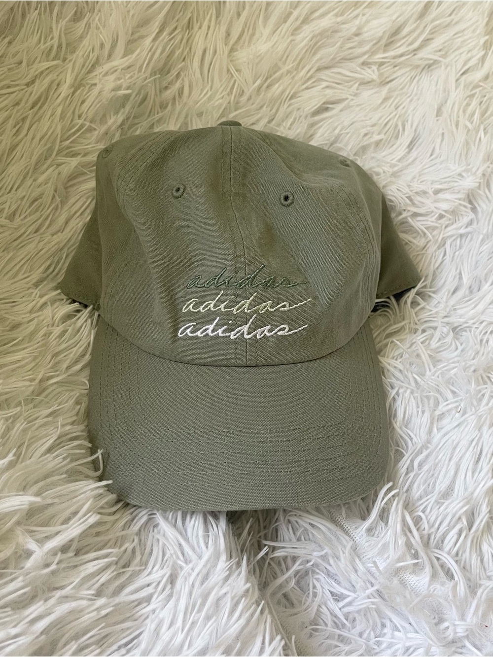 Adidas embroidered logo cursive green hat baseball cap